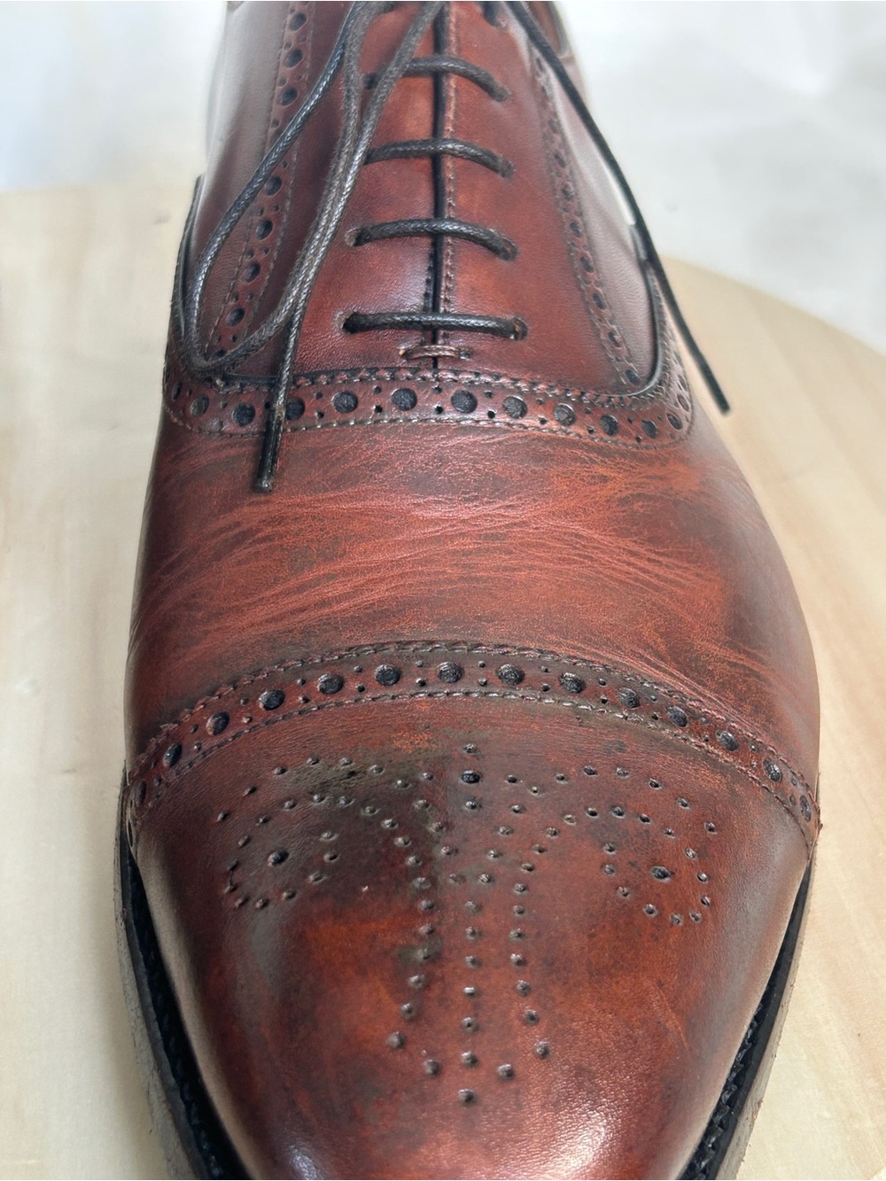 Silvano Sassetti Brown Leather Cap Toe Brogue Oxford Dress Shoes US 11.5 - Picture 5 of 11